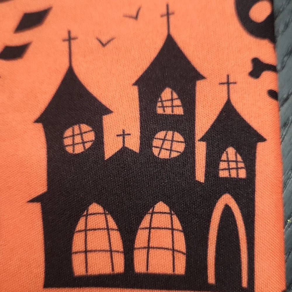 Halloween Pet Orange and Black Bandana, pumpkin, cat, skeleton, hauntedhous..